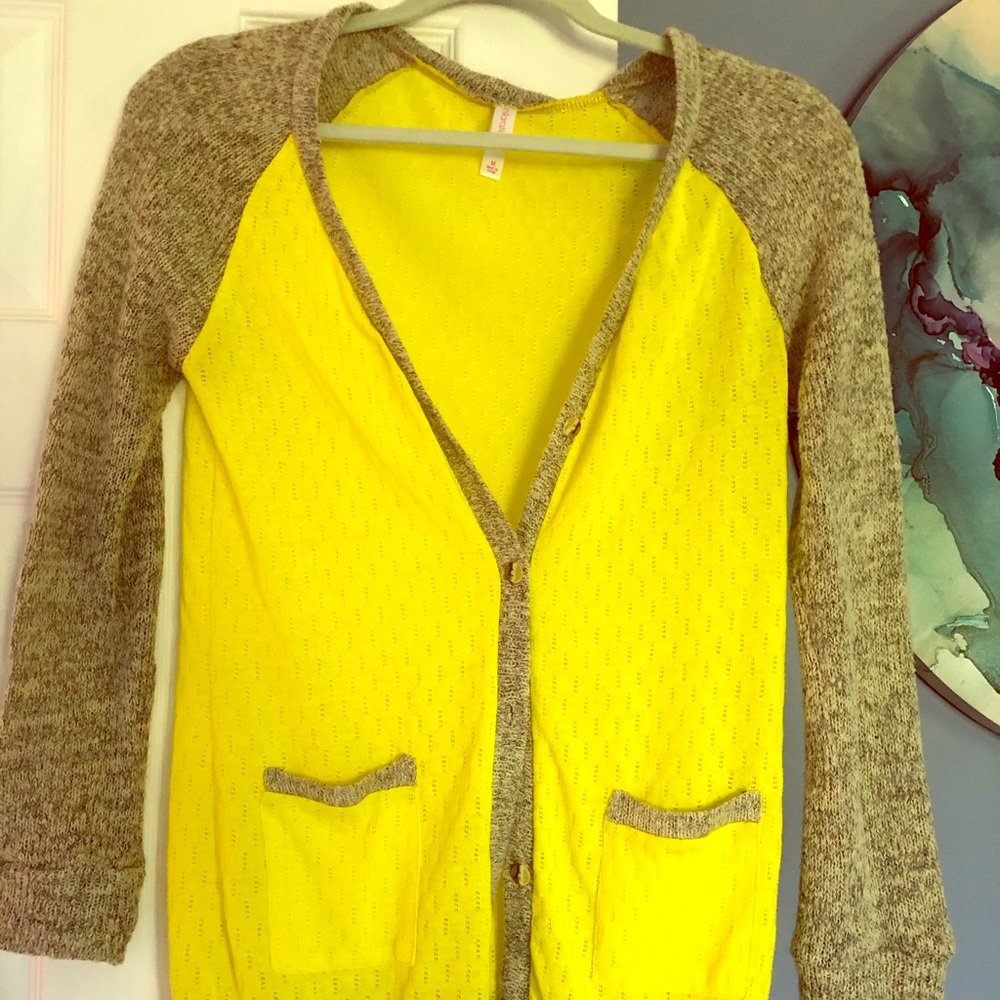 Yellow and gray cardigan